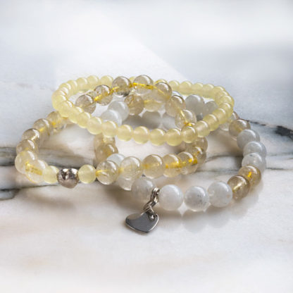 Armbandsset Hope - (månsten, gul bergkristall, jade)