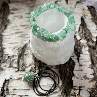 Aventurin Smyckeset Green armband halsband med spiralkorg